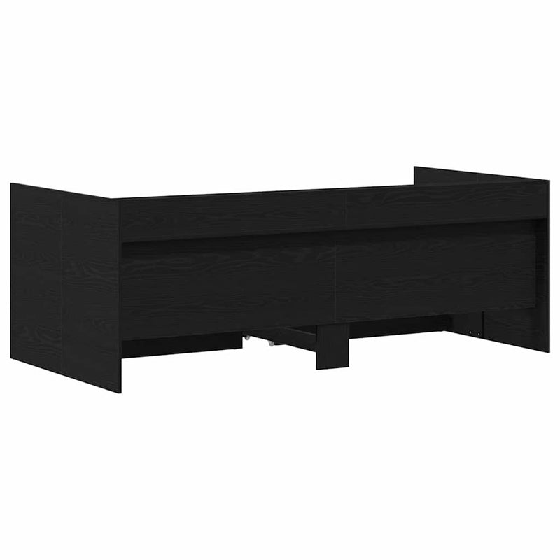 vidaXL Fekvőfelület keret tárolókkal Musta tammi 100 x 200 cm Faanyag
