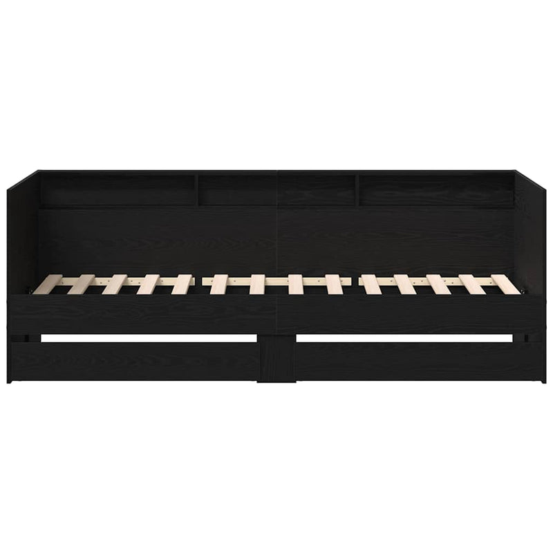 vidaXL Fekvőfelület keret tárolókkal Musta tammi 100 x 200 cm Faanyag