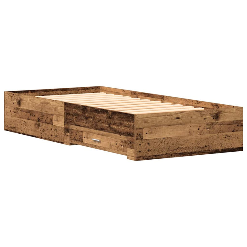 vidaXL Ágykeret fiókokkal fiókkal Régi fa 90 x 200 cm Faanyag