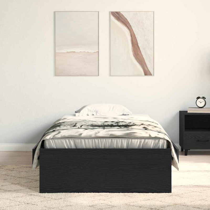 vidaXL Ágykeret fiókokkal fiókkal Musta tammi 90 x 200 cm Faanyag