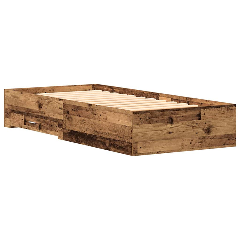 vidaXL Ágykeret fiókokkal fiókkal Régi fa 90 x 190 cm Faanyag