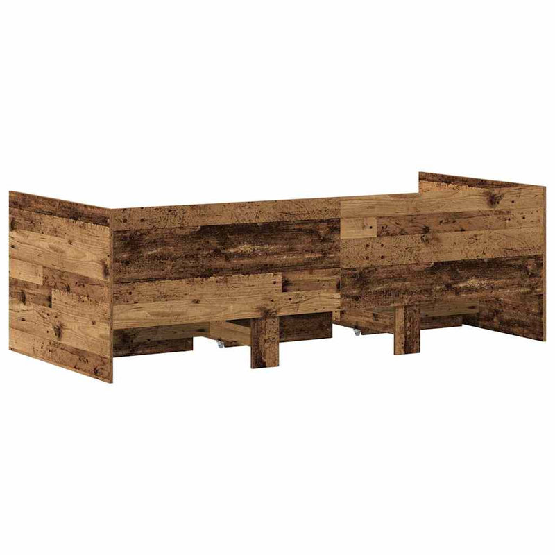 vidaXL Fekvőfelület keret tárolókkal Régi fa 90 x 200 cm Faanyag