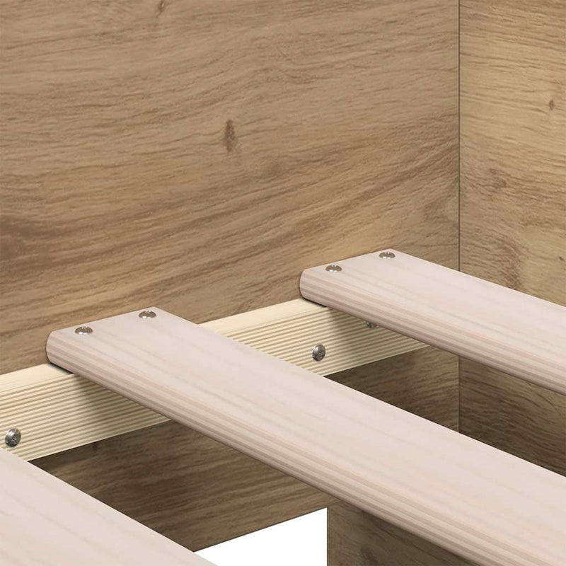 vidaXL Fekvőfelület keret tárolókkal kézműves tölgy 90 x 200 cm
