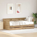 vidaXL Nappaliágy fiókkal polcokkal Artisan tölgy 90 x 200 cm Faanyag