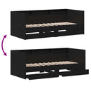 vidaXL Nappaliágy fejtámlával fiókkal Fekete tölgy 75 x 190 cm Faanyag