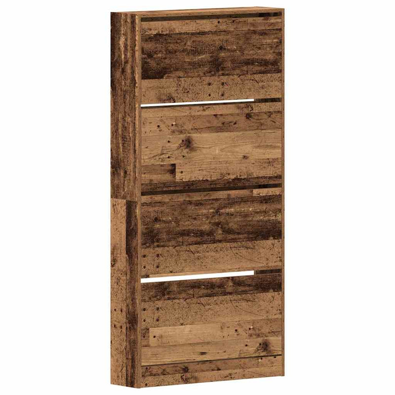 vidaXL Cipőszekrény tárolóval Régi fa 80 x 21 x 163.5 cm Faanyag
