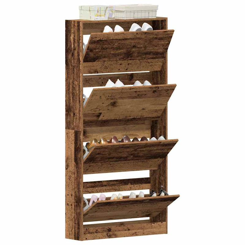 vidaXL Cipőszekrény tárolóval Régi fa 80 x 21 x 163.5 cm Faanyag
