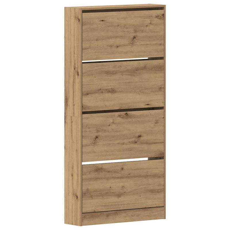 vidaXL Cipőszekrény ajtóval kézműves tölgy 80 x 21 x 163.5 cm Faanyag