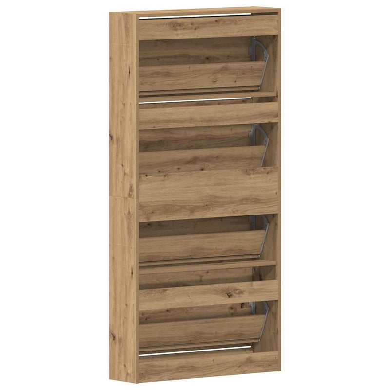 vidaXL Cipőszekrény ajtóval kézműves tölgy 80 x 21 x 163.5 cm Faanyag