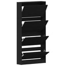 vidaXL Cipőszekrény polcokkal Fekete tölgy 80 x 21 x 163,5 cm Faanyag