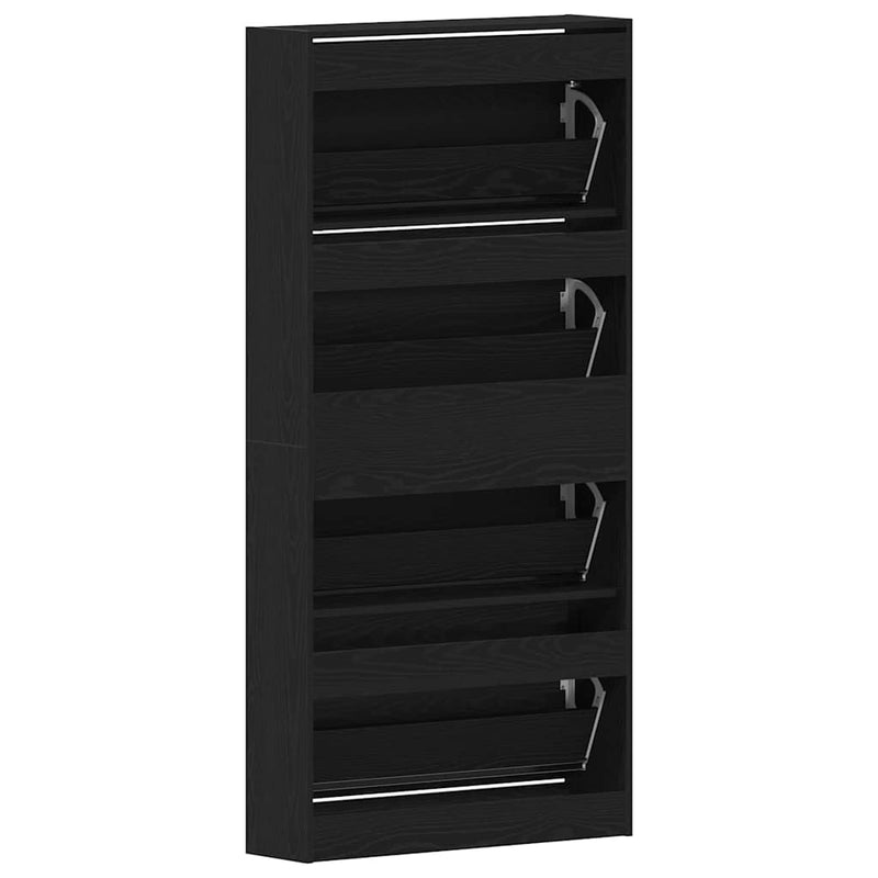 vidaXL Cipőszekrény tárolóval Musta tammi 80 x 21 x 163.5 cm Faanyag