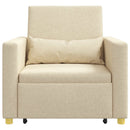 vidaXL Kihúzható kanapéágy egyszemélyes Krém 90 x 165 x 87 cm szövet