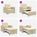 vidaXL Egyszemélyes kanapéágy kerekekkel Krém 90 x 165 x 87 cm szövet