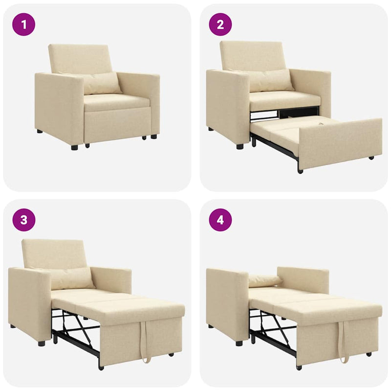 vidaXL Egyszemélyes kanapéágy kerekekkel Krém 90 x 165 x 87 cm szövet