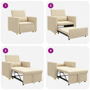 vidaXL Kihúzható kanapéágy egyszemélyes Krém 90 x 165 x 87 cm szövet