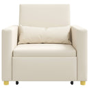 vidaXL Kihúzható kanapéágy egyszemélyes Krémfehér 90 x 165 x 87 cm