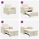 vidaXL Kihúzható kanapéágy egyszemélyes Krémfehér 90 x 165 x 87 cm