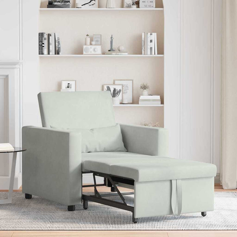 vidaXL Egyszemélyes kanapéágy Világosszürke 90 x 165 x 87 cm Bársony