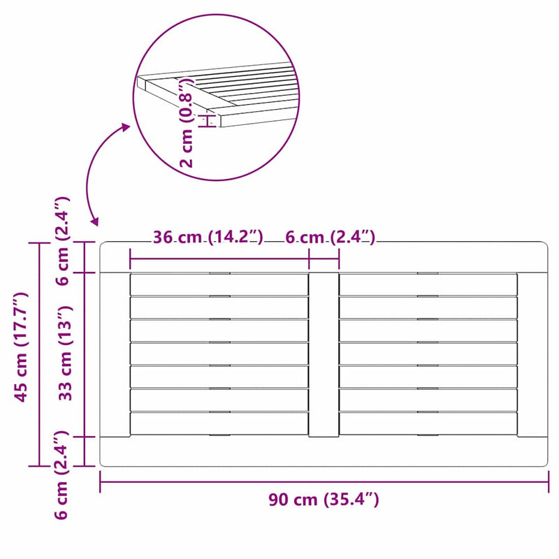 vidaXL Asztallap Barna 90 x 45 x 2 cm tömör akácfa