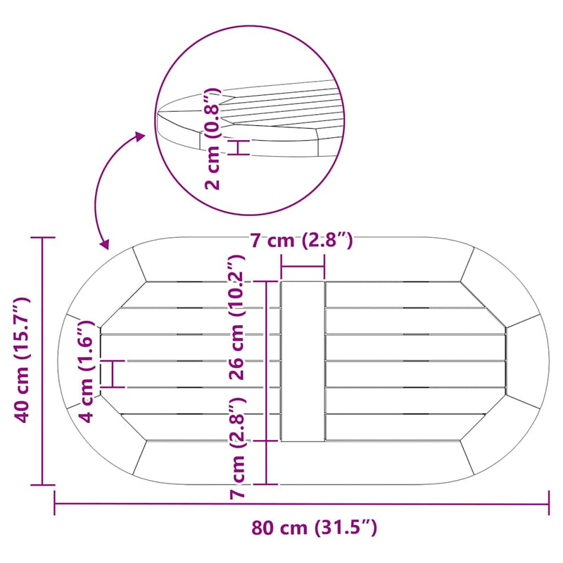 vidaXL Asztallap Barna 80 x 40 x 2 cm tömör akácfa