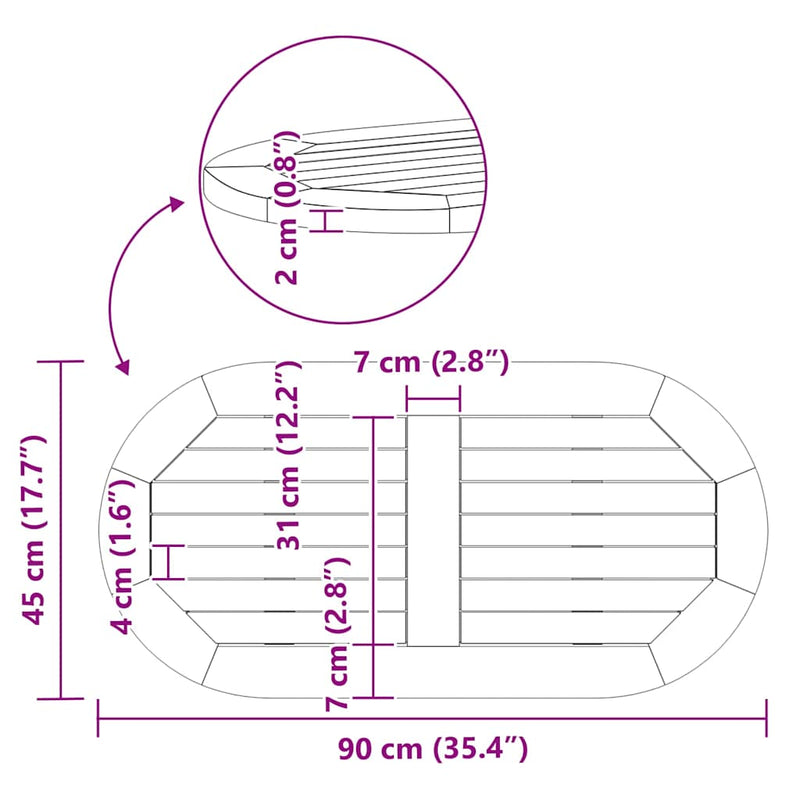 vidaXL Asztallap Barna 90 x 45 x 2 cm tömör akácfa