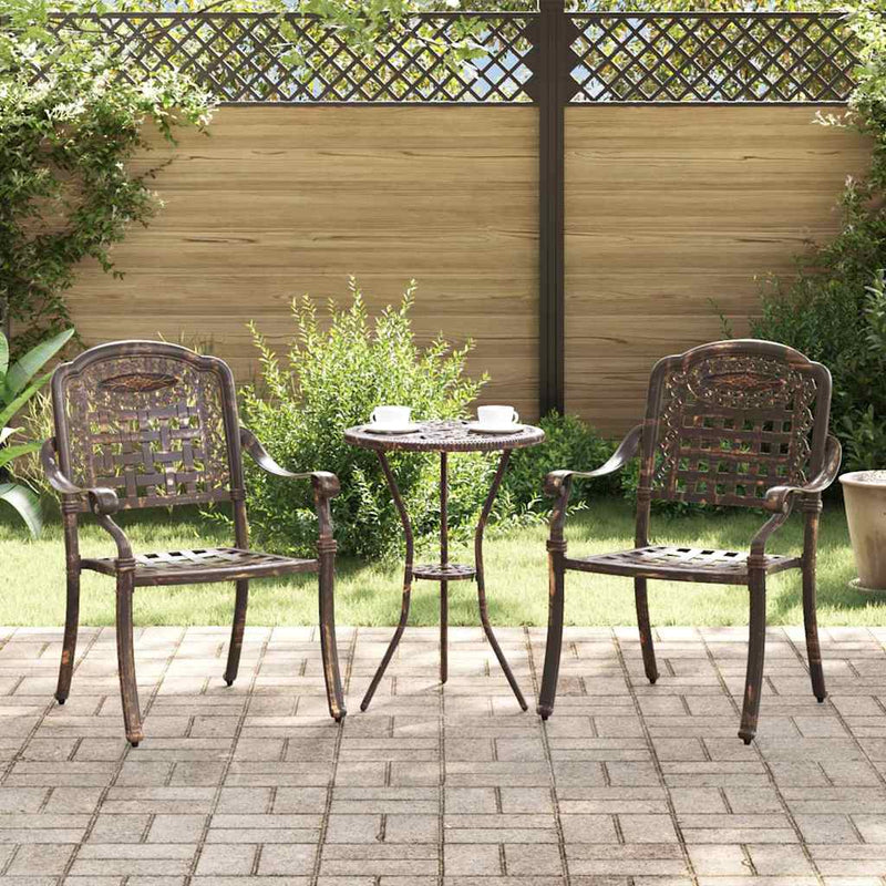vidaXL Kerti Szék 2 pcs Bronz 55 x 56.5 x 91cm Alumínium