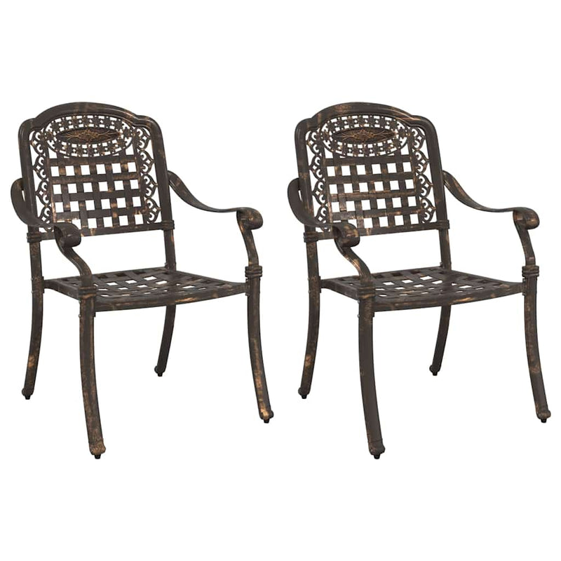 vidaXL Kerti Szék 2 pcs Bronz 55 x 56.5 x 91cm Alumínium