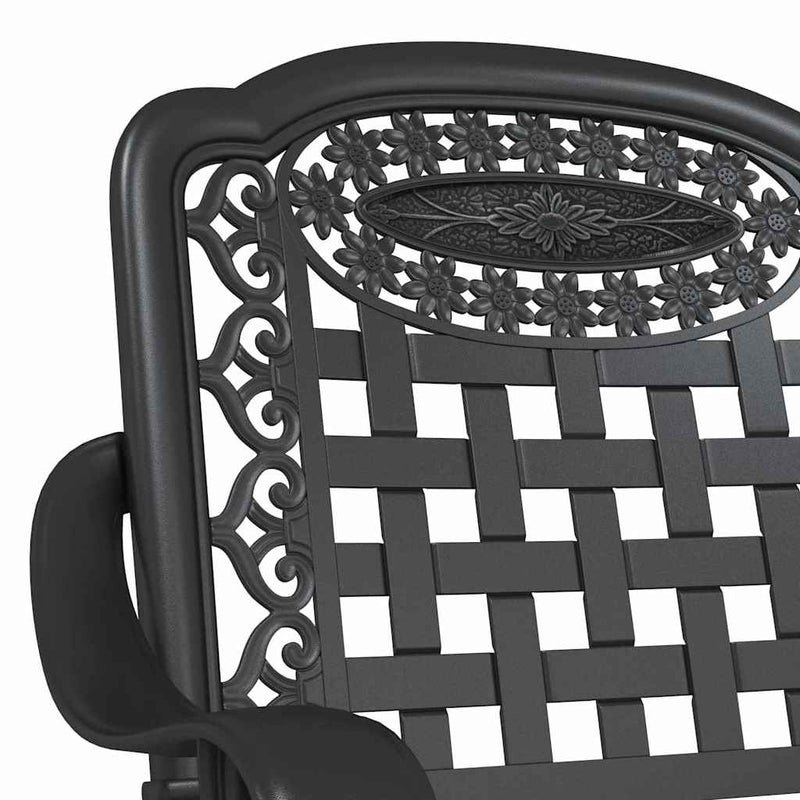 vidaXL Kerti Szék 2 pcs Fekete 55 x 56.5 x 91cm Alumínium