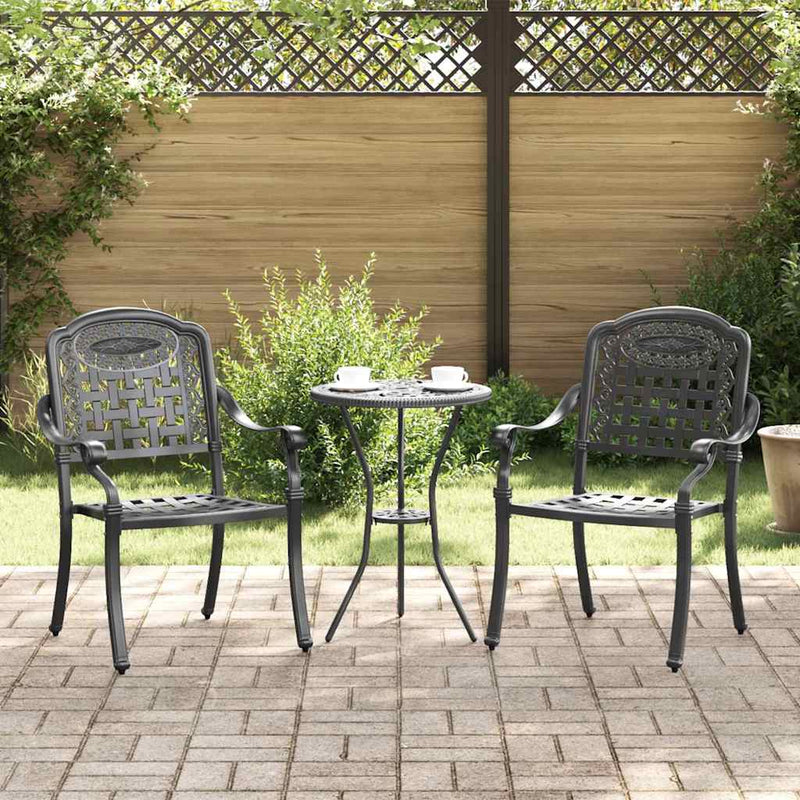 vidaXL Kerti Szék 2 pcs Fekete 55 x 56.5 x 91cm Alumínium