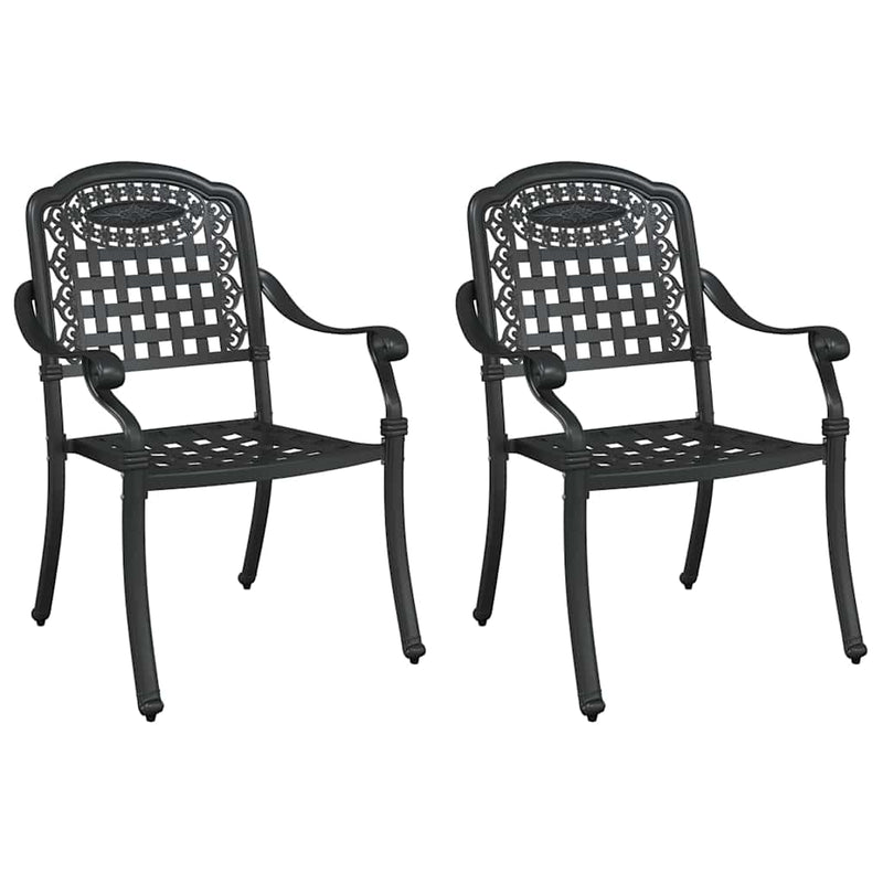 vidaXL Kerti Szék 2 pcs Fekete 55 x 56.5 x 91cm Alumínium
