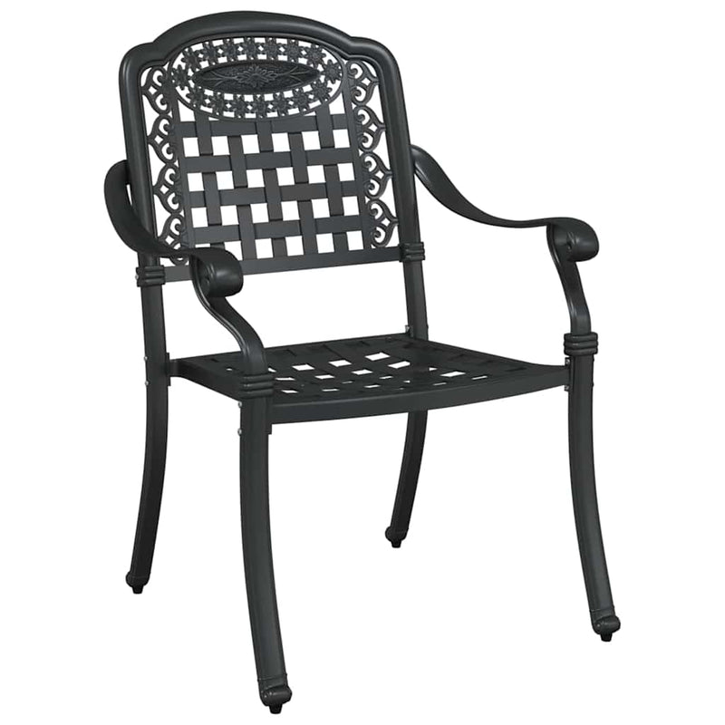 vidaXL Kerti Szék 2 pcs Fekete 55 x 56.5 x 91cm Alumínium