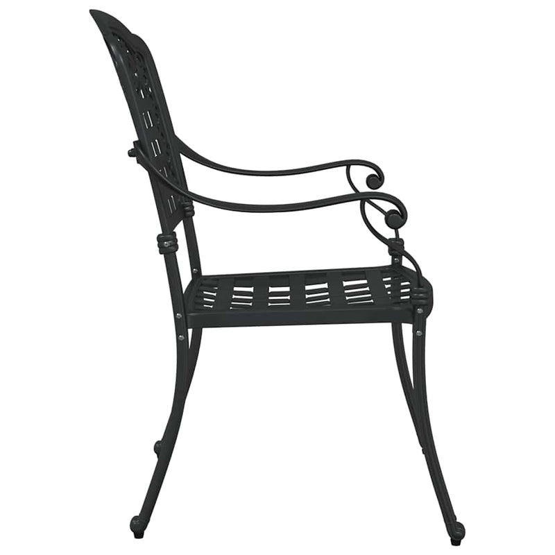 vidaXL Kerti Szék 2 pcs Fekete 55 x 56.5 x 91cm Alumínium