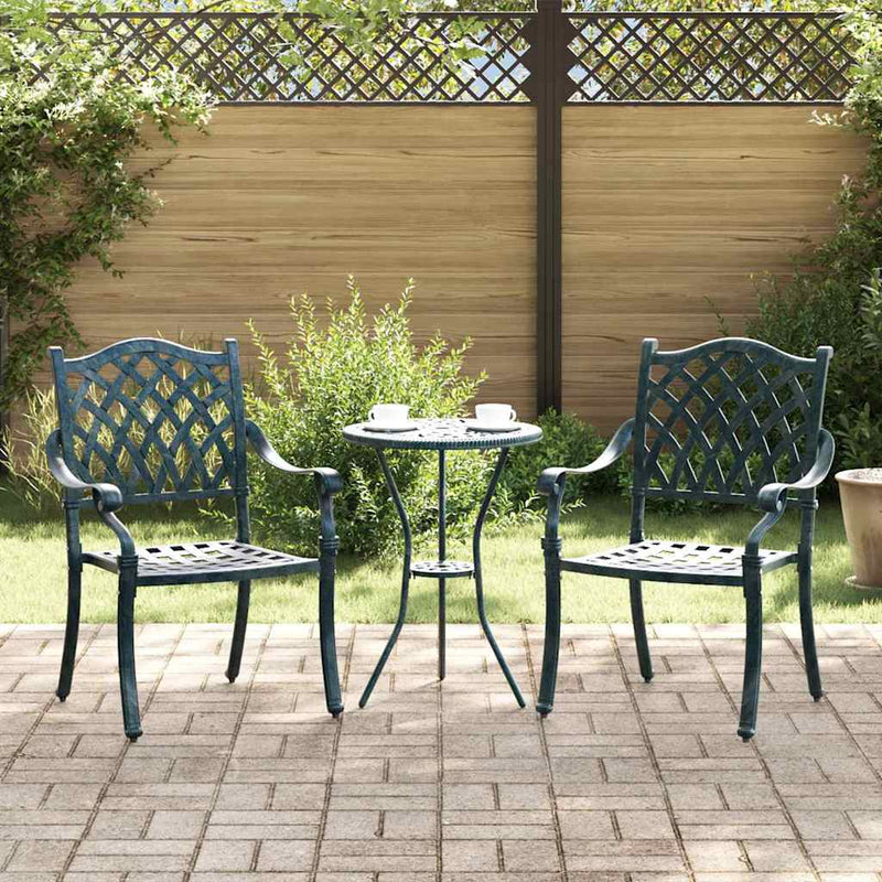 vidaXL Kerti Szék 2 pcs Zöld 55 x 56.5 x 91cm Alumínium