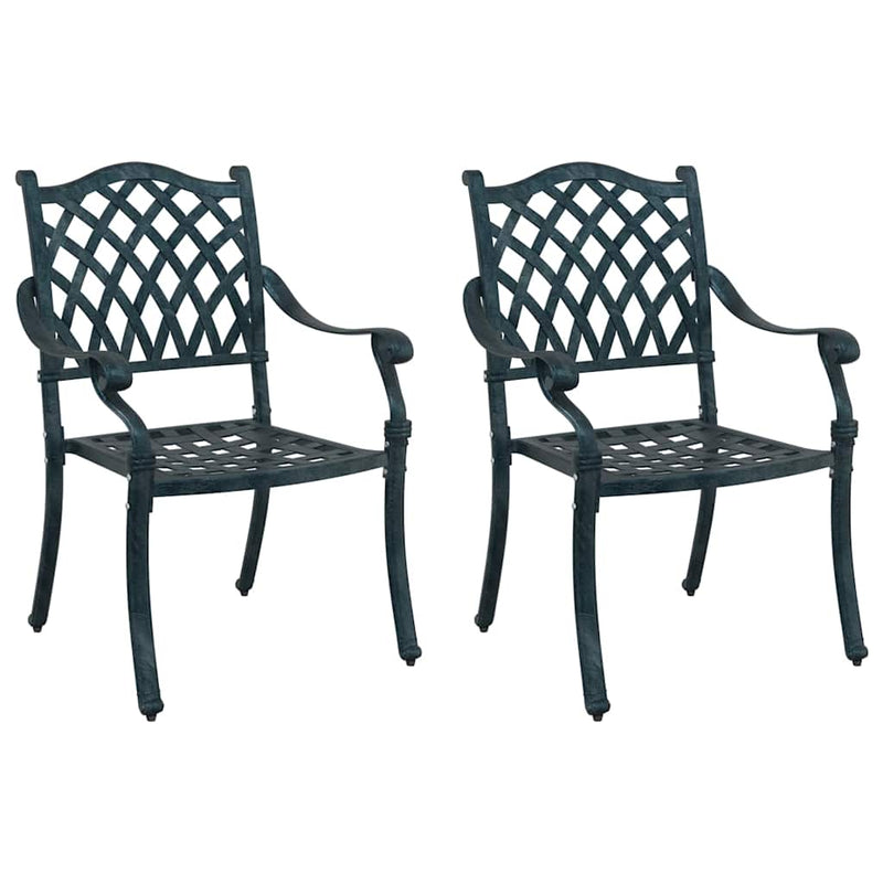 vidaXL Kerti Szék 2 pcs Zöld 55 x 56.5 x 91cm Alumínium