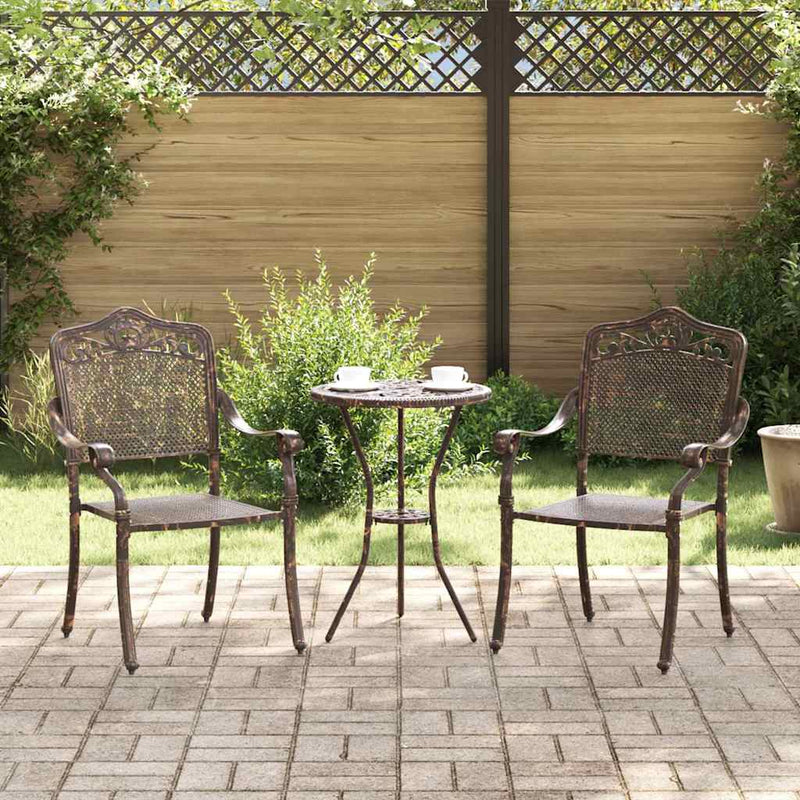 vidaXL Kerti Szék 2 pcs Bronz 55 x 56.5 x 91cm Alumínium