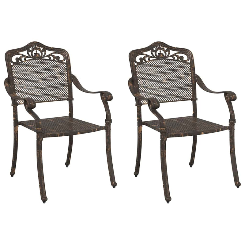 vidaXL Kerti Szék 2 pcs Bronz 55 x 56.5 x 91cm Alumínium