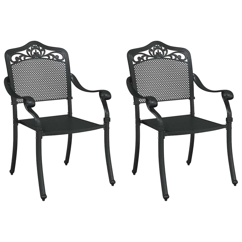 vidaXL Kerti Szék 2 pcs Fekete 55 x 56.5 x 91cm Alumínium