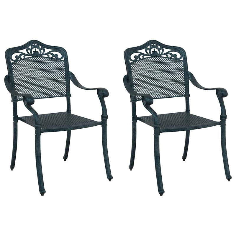 vidaXL Kerti Szék 2 pcs Zöld 55 x 56.5 x 91cm Alumínium
