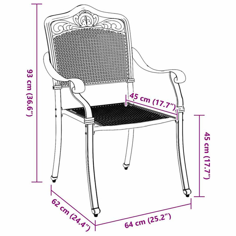 vidaXL Kerti Szék 2 pcs Zöld 55 x 56.5 x 91cm Alumínium