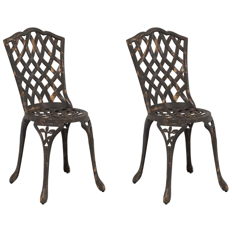 vidaXL Kerti Szék 2 pcs Bronz 55 x 56.5 x 91cm Alumínium