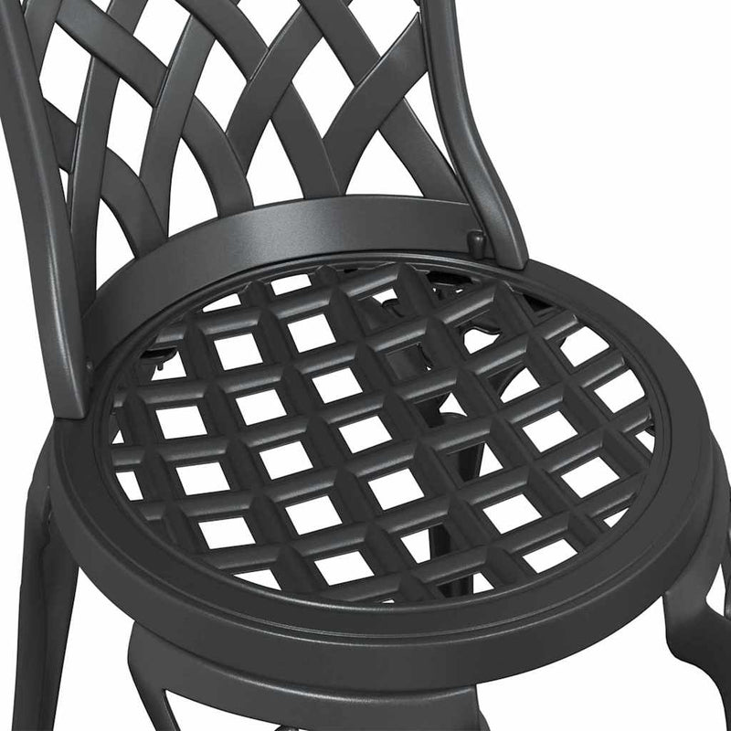 vidaXL Kerti Szék 2 pcs Fekete 55 x 56.5 x 91cm Alumínium