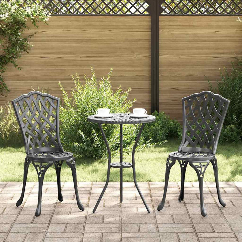 vidaXL Kerti Szék 2 pcs Fekete 55 x 56.5 x 91cm Alumínium