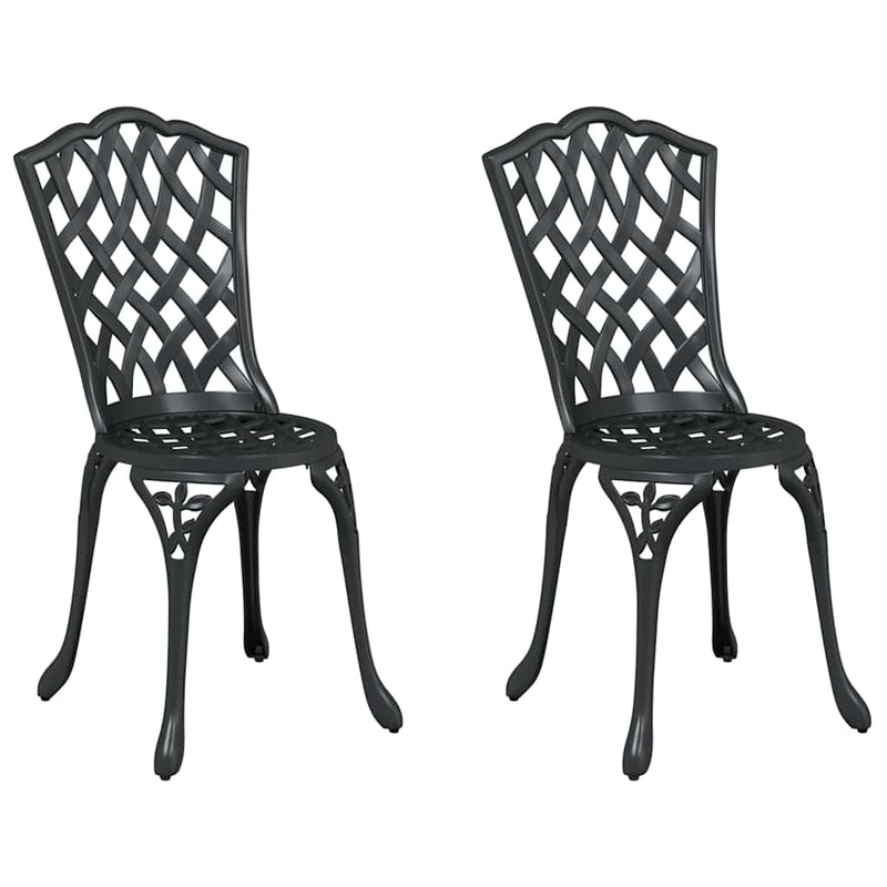 vidaXL Kerti Szék 2 pcs Fekete 55 x 56.5 x 91cm Alumínium