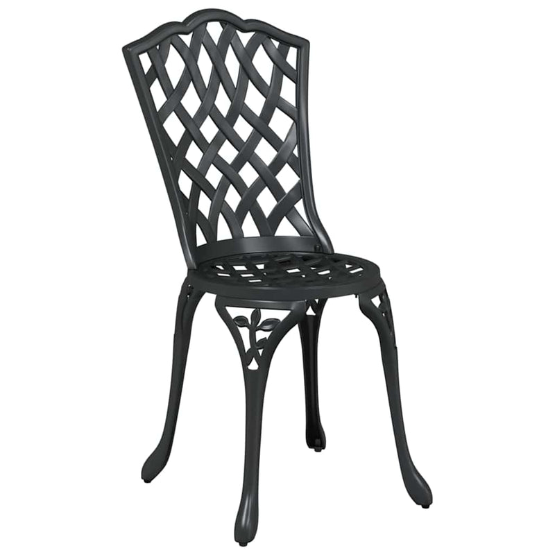 vidaXL Kerti Szék 2 pcs Fekete 55 x 56.5 x 91cm Alumínium
