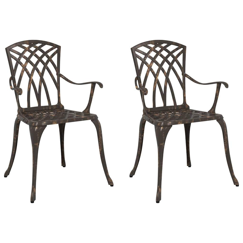 vidaXL Kerti Szék 2 pcs Bronz 55 x 56.5 x 91cm Alumínium