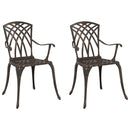 vidaXL Kerti Szék 2 pcs Bronz 53 x 51 x 88,5cm Alumínium