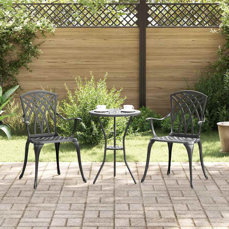 vidaXL Kerti Szék 2 pcs Fekete 55 x 56.5 x 91cm Alumínium