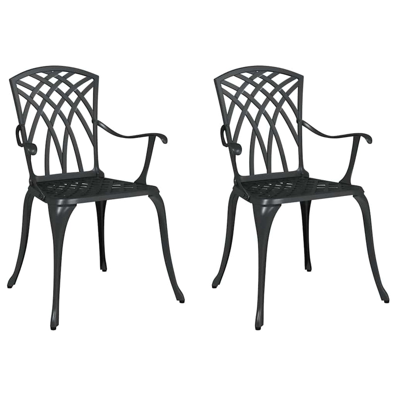 vidaXL Kerti Szék 2 pcs Fekete 55 x 56.5 x 91cm Alumínium
