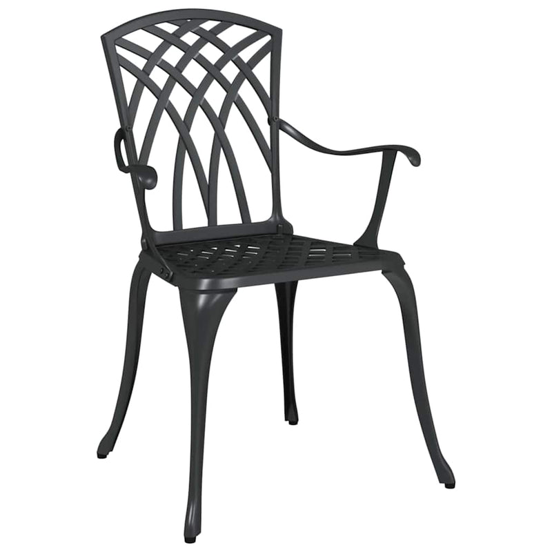 vidaXL Kerti Szék 2 pcs Fekete 55 x 56.5 x 91cm Alumínium