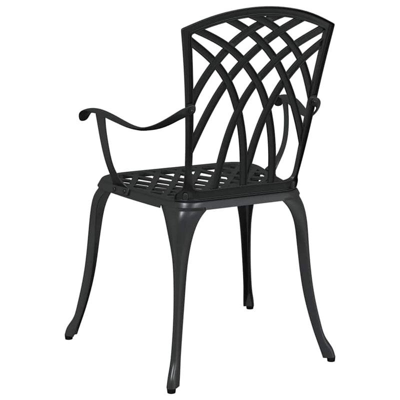 vidaXL Kerti Szék 2 pcs Fekete 55 x 56.5 x 91cm Alumínium